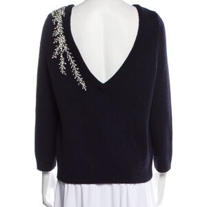 ba&sh Black V-Neck Sweater with Silver Embellishments